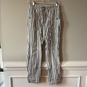 American Eagle High Rise Tapered Blue striped pants